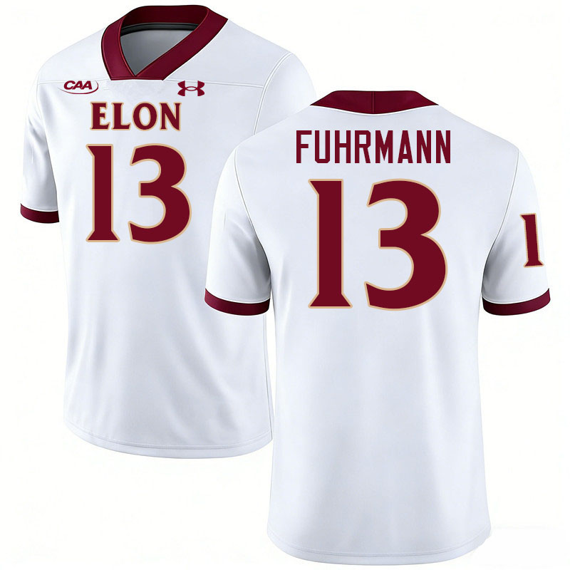 Elon Phoenix #13 Isaiah Fuhrmann College Football Jerseys,Uniforms-White